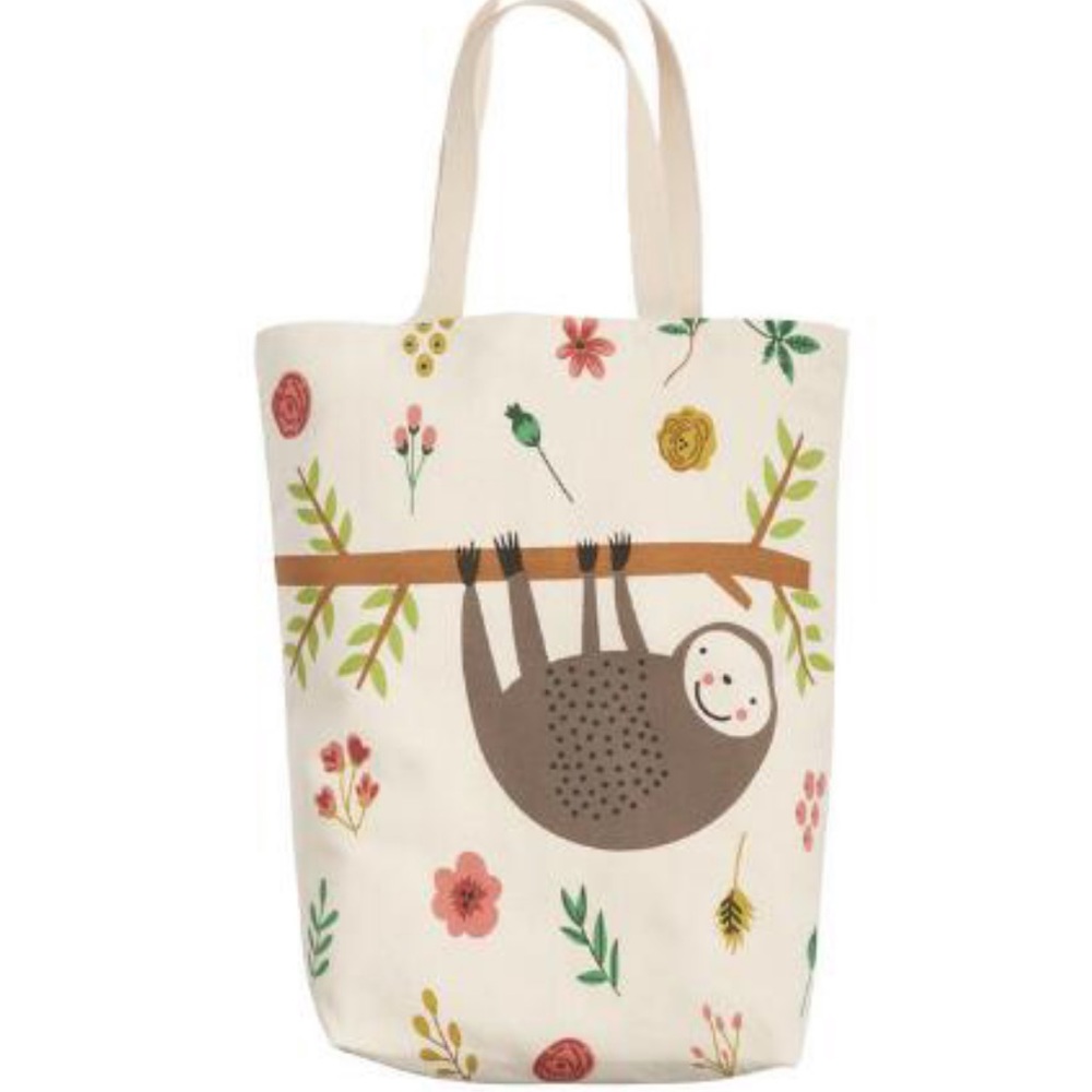 Sloth Floral Canvas Tote Bag